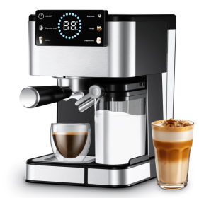Semi-automatic Coffee Machine 20Bar Professional espresso with milk frother, visual temperature and pressure display, 1350W 51mm powder hammer