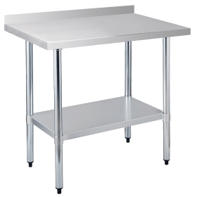 24" x 36" 18-Gauge Stainless Steel Commercial Work Table with 4" Backsplash and Undershelf